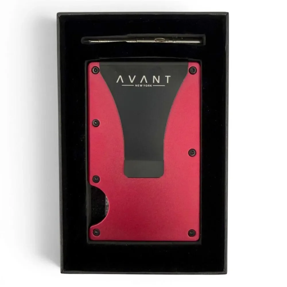 NEW Avantwood Red Aluminum Money Clip Wallet RFID Blocking
